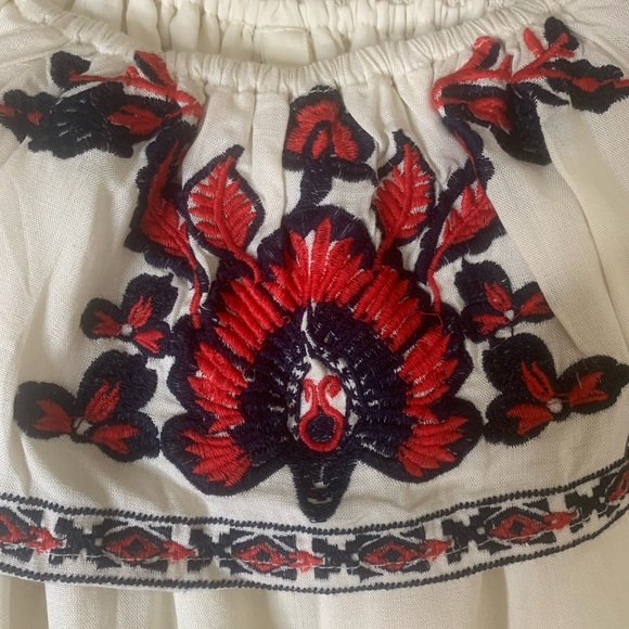 💫HP‼️💫 NWT RAGA (Anthropologie) Off-Shoulder Embroidered Jumpsuit in Ivory, Med - Picture 5 of 9